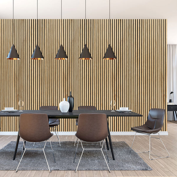 Slat Wall Panel Acoustic - Natural Oak - Floors To Walls