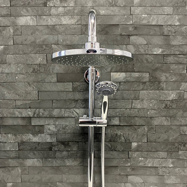 Large Dark Stone Grey - 1m Shower Wall Panelling - Floors To Walls