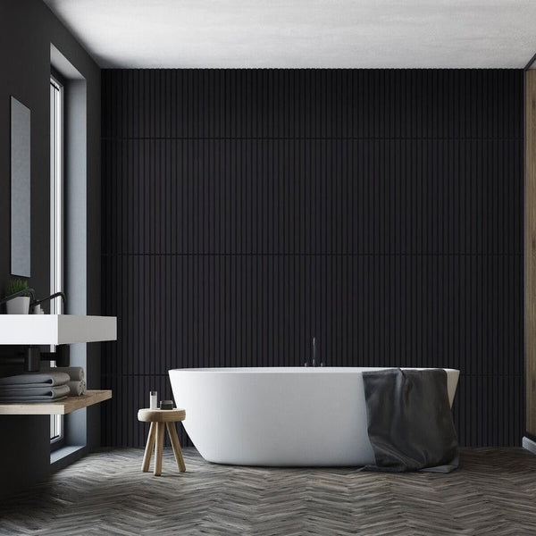 Slat Wall Panel - Black 600x600mm Single - Floors To Walls