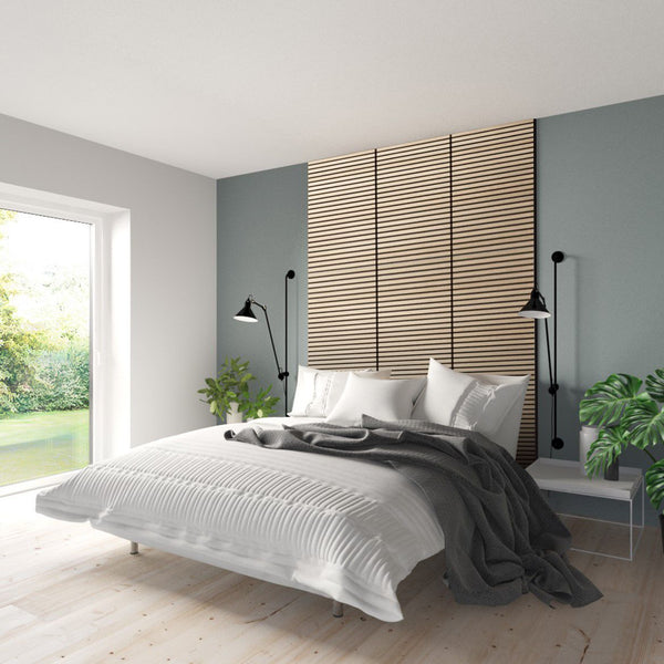 Slat Wall Panel - Natural Oak 600x600mm 4 Pack - Floors To Walls