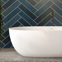 Large Matt Chevron Herringbone Multi Navy - 1m Shower Wall Panelling - Floors To Walls