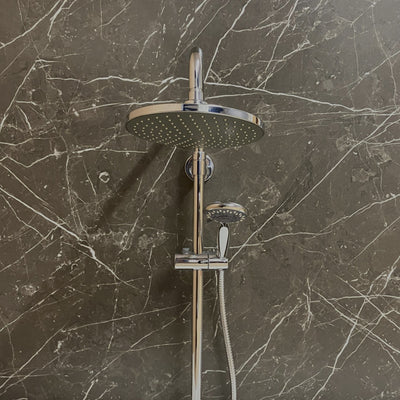 Large Romagna Graphite Quartz - 1m Shower Wall Panelling - Floors To Walls