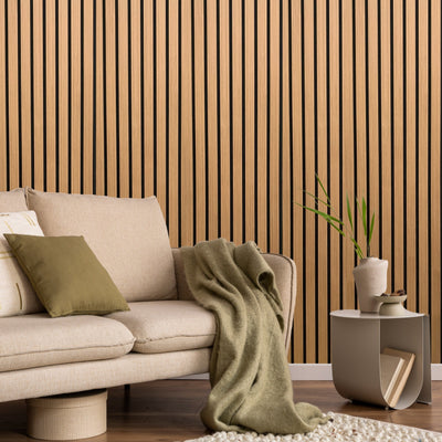 Slat Wall Panel Acoustic Wide Lat - Natural Oak