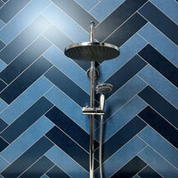 Large Matt Chevron Herringbone Multi Blue - 1m Shower Wall Panelling - Floors To Walls