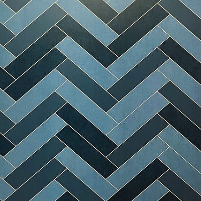 Large Matt Chevron Herringbone Multi Blue - 1m Shower Wall Panelling - Floors To Walls