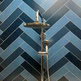 Large Matt Chevron Herringbone Multi Blue - 1m Shower Wall Panelling - Floors To Walls