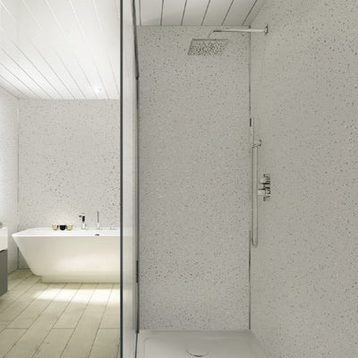 Large Light Grey Platinum Sparkle - 1m Shower Wall Panelling - Floors To Walls