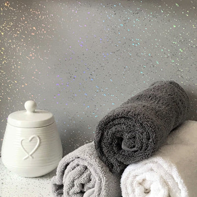 Large Light Grey Platinum Sparkle - 1m Shower Wall Panelling - Floors To Walls