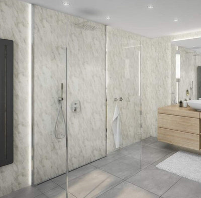 Large Subtle Grey Marble - 1m Shower Wall Panelling - Floors To Walls