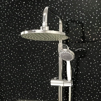 Large Black Sparkle - 1m Shower Wall Panelling - Floors To Walls