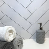 Large High Gloss White Chevron - 1m Shower Wall Panelling - Floors To Walls