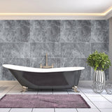 Large Tile Grey Premium - 1m Shower Wall Panelling - Floors To Walls