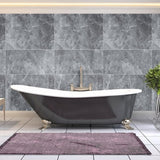 Large Tile Grey Premium - 1m Shower Wall Panelling - Floors To Walls