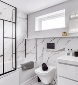 Large White Marble 1.2m - Shower Wall Panelling - Floors To Walls