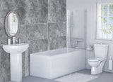 Large Tile Grey Premium - 1m Shower Wall Panelling - Floors To Walls
