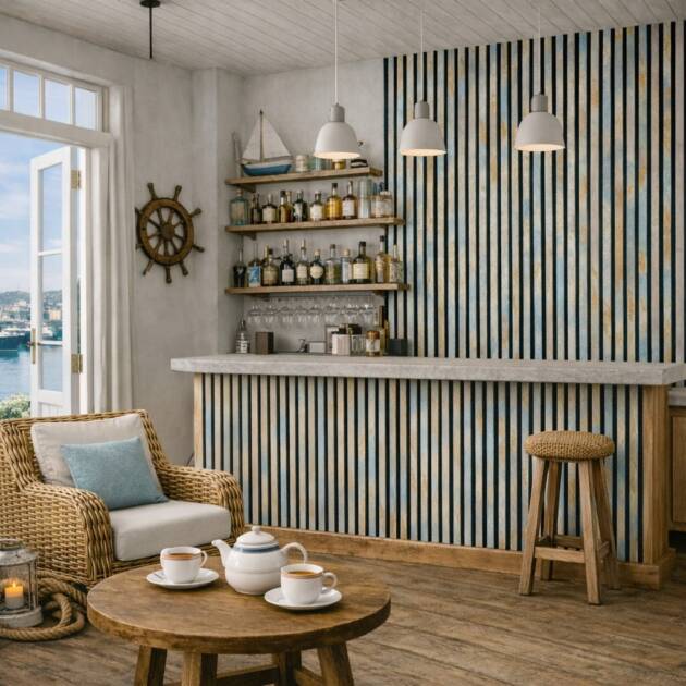 Sulcado Range Acoustic Slat Wall Panel - Rustic Blue