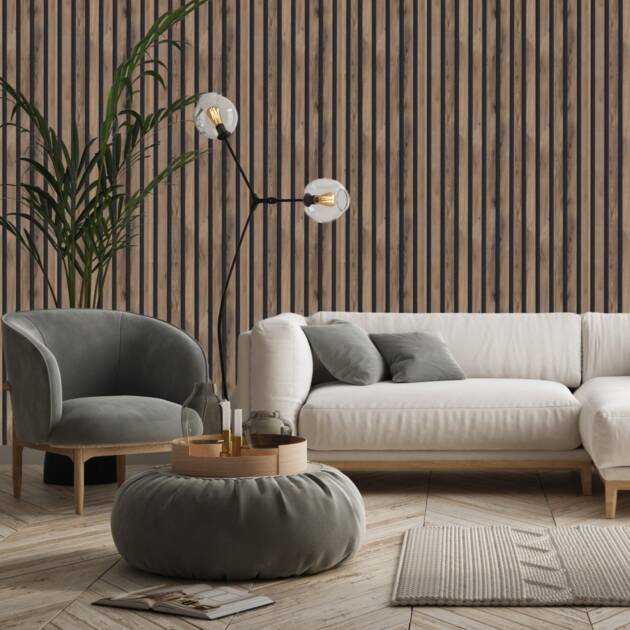 Sulcado Range Acoustic Slat Wall Panel - Burnt Hickory