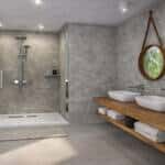 Our Large 1m Shower Panel In Concrete, Shower Wet Area
