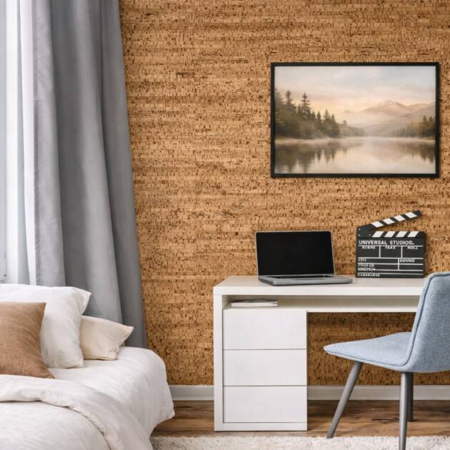 Hacienda-Cork-wall-tile-panels-bedrrom-scene-floors-to-walls