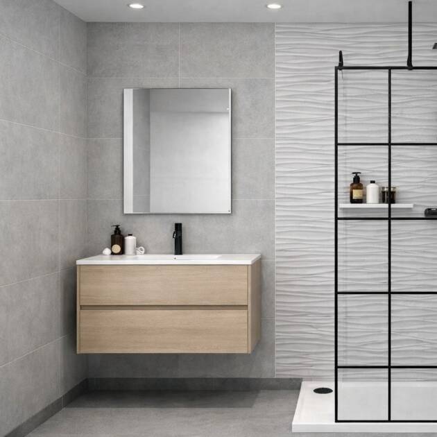 Large Eppleton Grey Tile - 1m Shower Wall Panelling - Floors To Walls