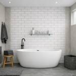 1m Large London Tile Shower Panels Room Image