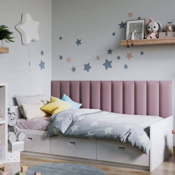 Vox Vilo Upholstered Wall Panel 15cm x 60cm - Powder Pink - Floors To Walls