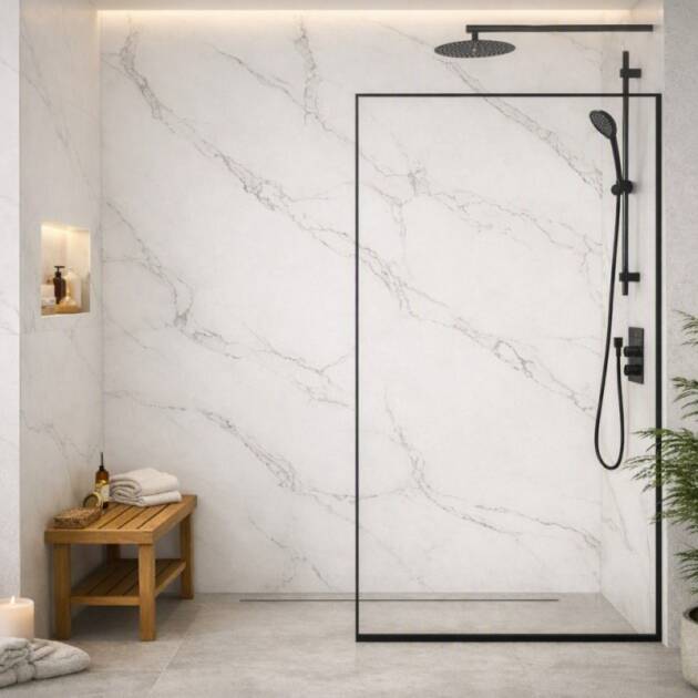 Carrera Marble Solid Shower Panel 600mm x 2.4m