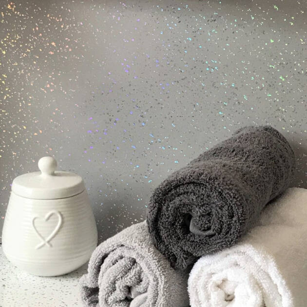 Large Light Grey Platinum Sparkle - 1m Shower Wall Panelling - Floors To Walls