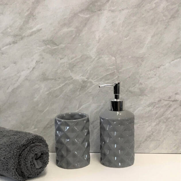 Large Grey Marble - 1m Shower Wall Panelling - Floors To Walls