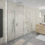 Large Subtle Grey Marble - 1m Shower Wall Panelling - Floors To Walls