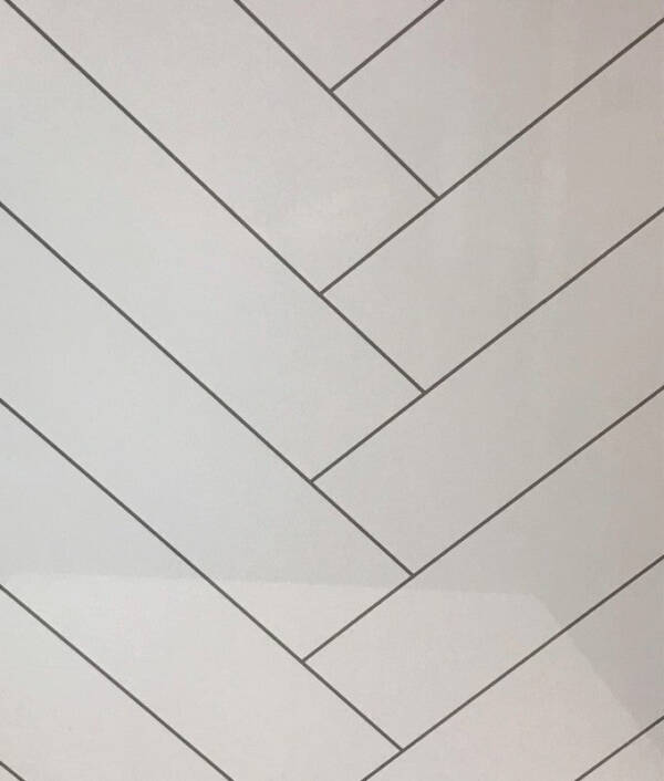 Large High Gloss White Chevron - 1m Shower Wall Panelling - Floors To Walls
