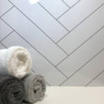 Large High Gloss White Chevron - 1m Shower Wall Panelling - Floors To Walls