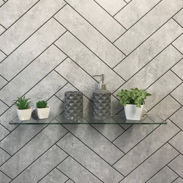 Large Matt Grey Chevron - 1m Shower Wall Panelling - Floors To Walls