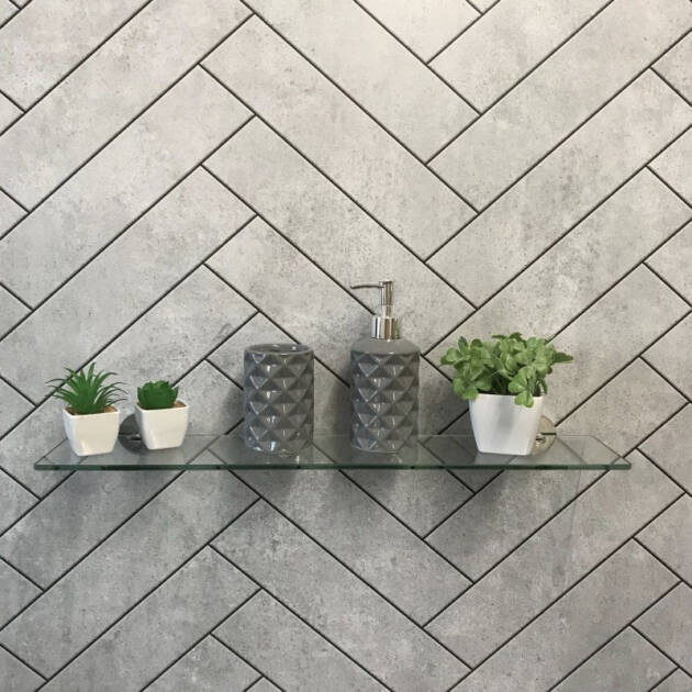 Large Matt Grey Chevron - 1m Shower Wall Panelling - Floors To Walls
