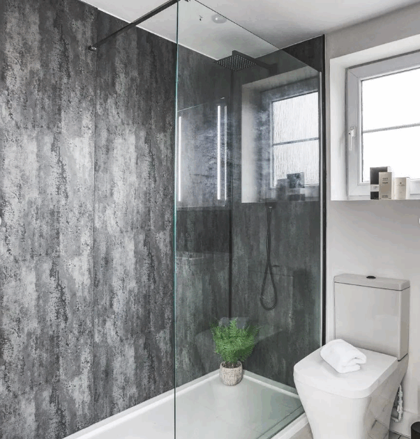 Large Lava Concrete - 1m Shower Wall Panelling - Floors To Walls