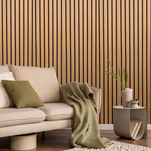 Slat Wall Panel Acoustic Wide Lat - Natural Oak