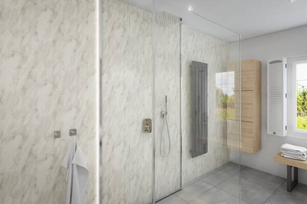 Large Subtle Grey Marble - 1m Shower Wall Panelling - Floors To Walls