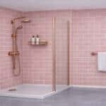 London Tile Pastel Pink Cutline 600mm x 2.4m matt tile‑effect shower panel pack of 2