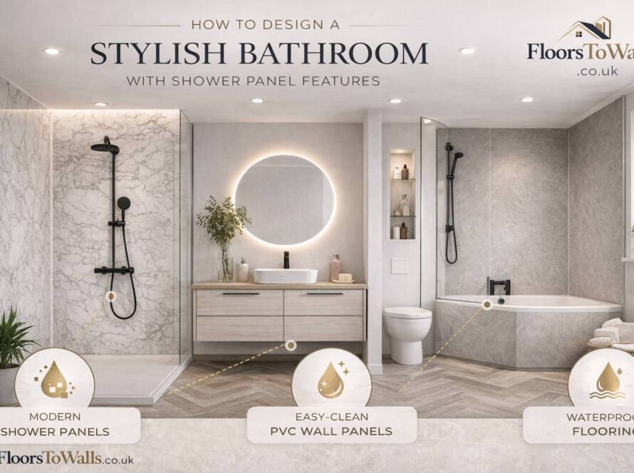 Modern stylish bathroom with shower panel features and contemporary interior design