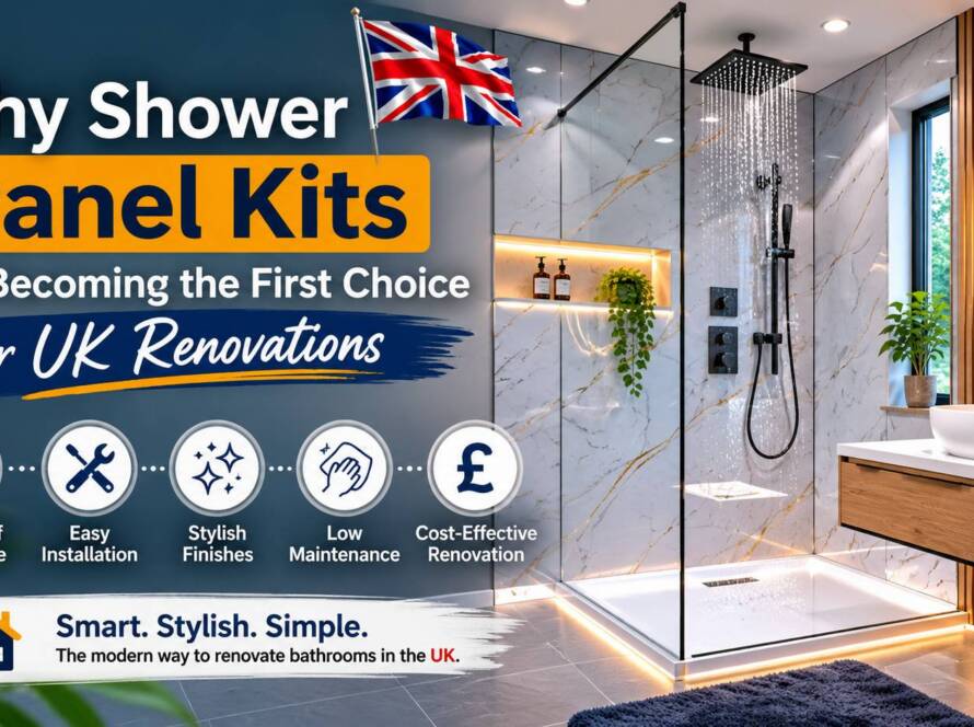 Modern UK bathroom renovation with stylish shower panel kits installed