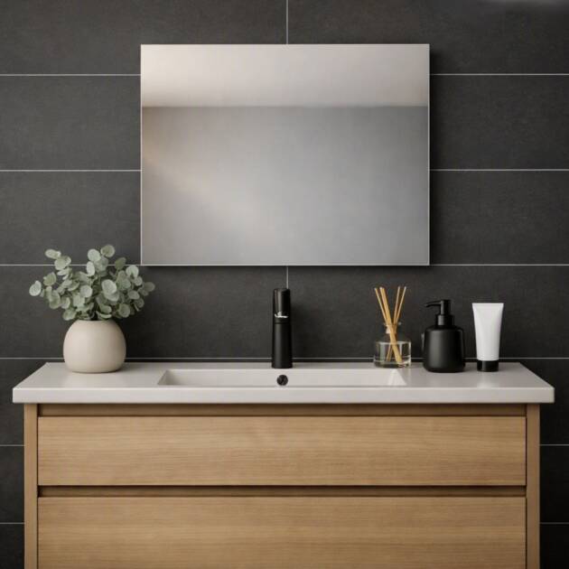 Pluto Solid Style Tile 4 Pack Grey Stone Wall Panels Bathroom Scene