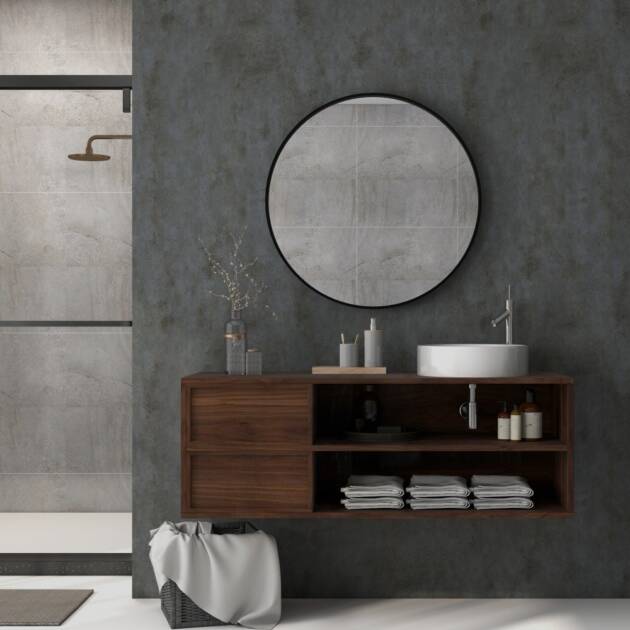 Titan Solid Style Tile Wall Panels 4 Pack Grey Bathroom Setting